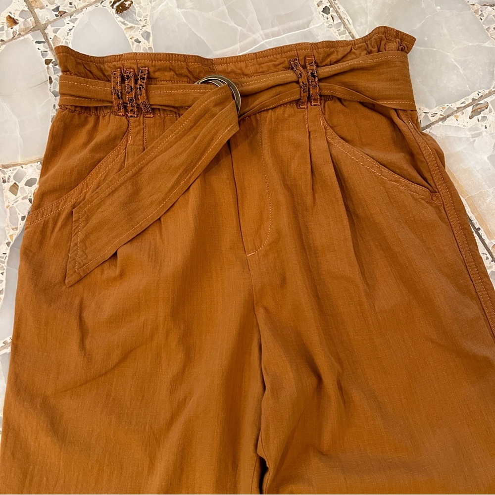 Anthropologie Rust Brown /Mustard Paper Bag Pants